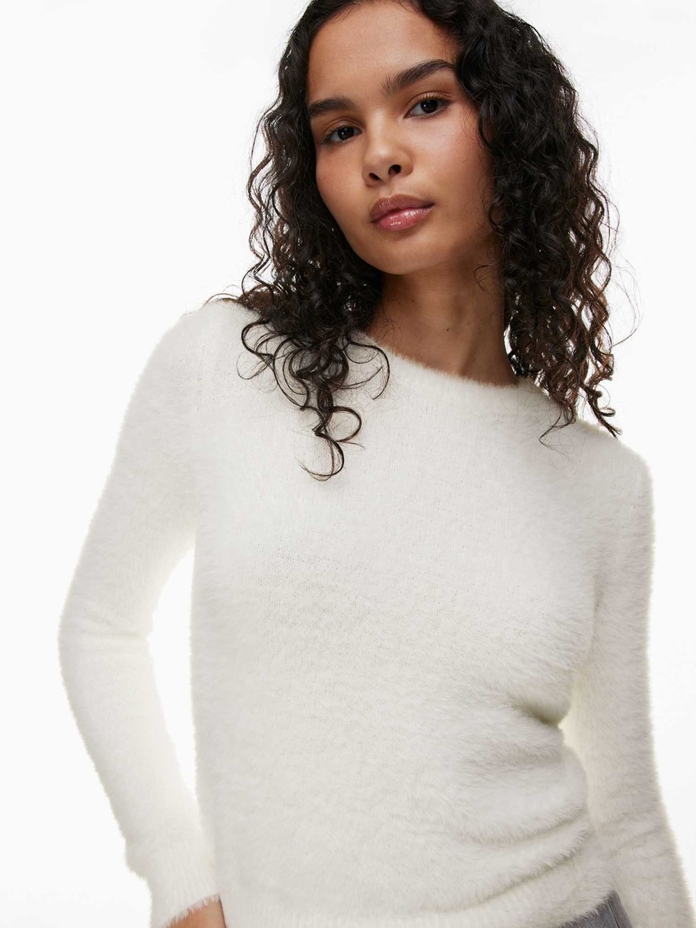 ARITZIA Sunday Best Kitten Sweater Crewneck  -  SIZE SMALL | Fuzzy White (Espace
